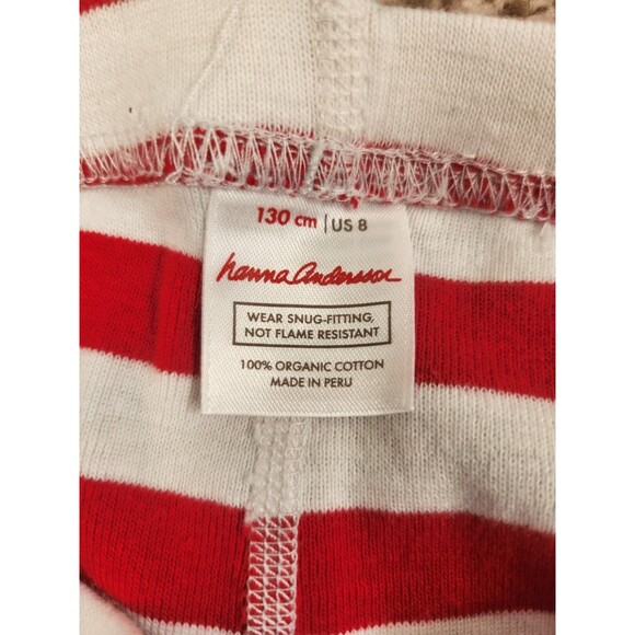 HANNA ANDERSSON Christmas Stripes Pajama Set Kids 130 US Size 8 Organic Cotton - Picture 7 of 9